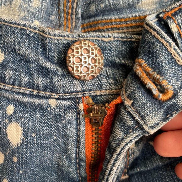 Bebina Jeans Womens 28x34 Acid Wash Splattered Distressed Low Rise Flare Festive - Picture 5 of 15